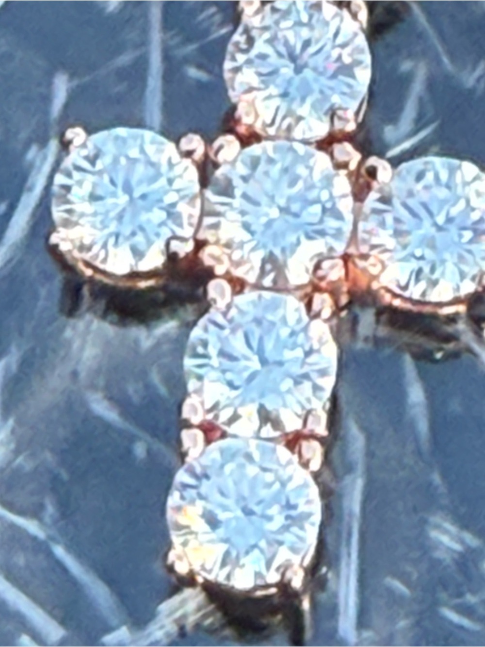 #119 18K Rose Gold Plated 0.5CTW Moisannite Cross. GRA Certified